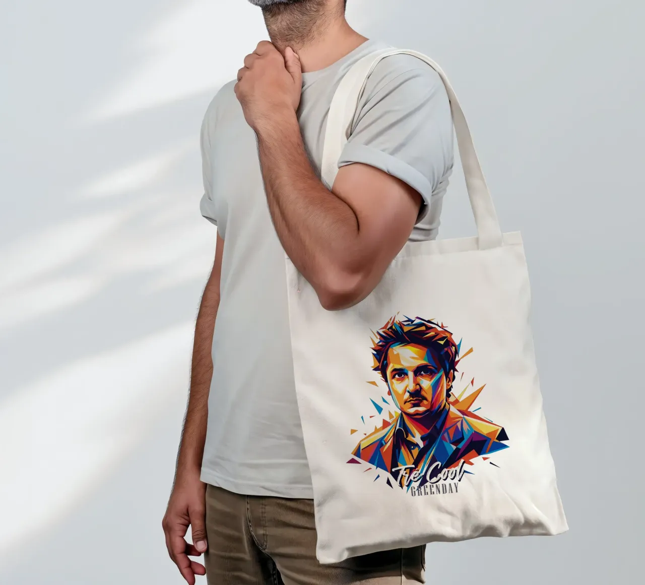 Tre Cool Portrait in WPAP Pop Art borsa in juta da vectorartnesia