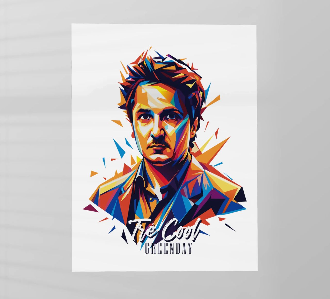 Tre Cool Portrait in WPAP Pop Art pellicola backlit da vectorartnesia