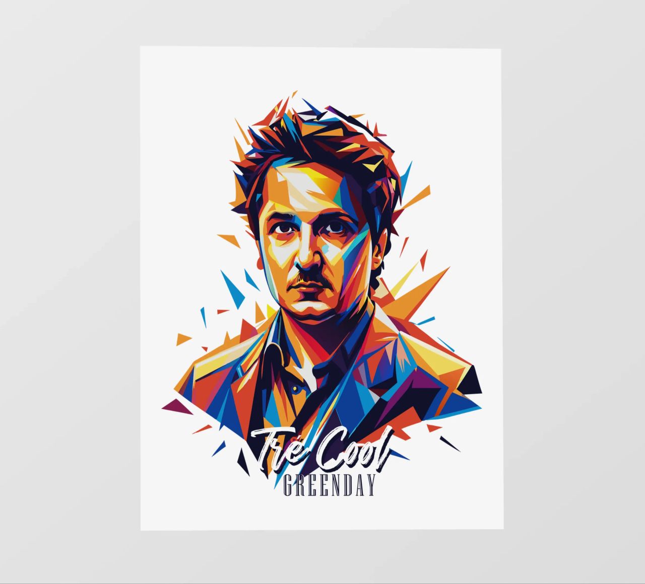 Tre Cool Portrait in WPAP Pop Art pellicola backlit da vectorartnesia