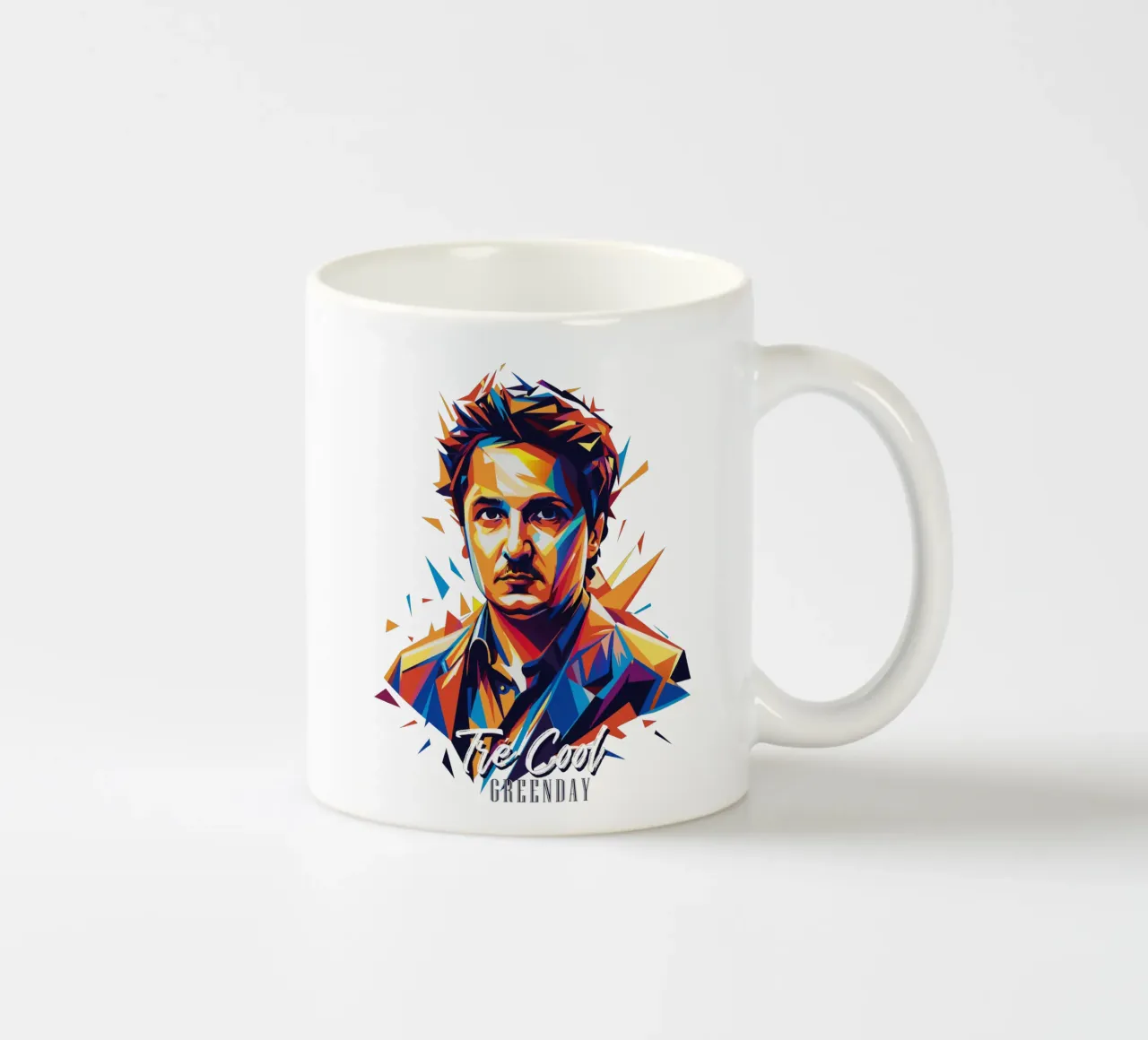 Tre Cool Portrait in WPAP Pop Art Keramik Tasse von vectorartnesia