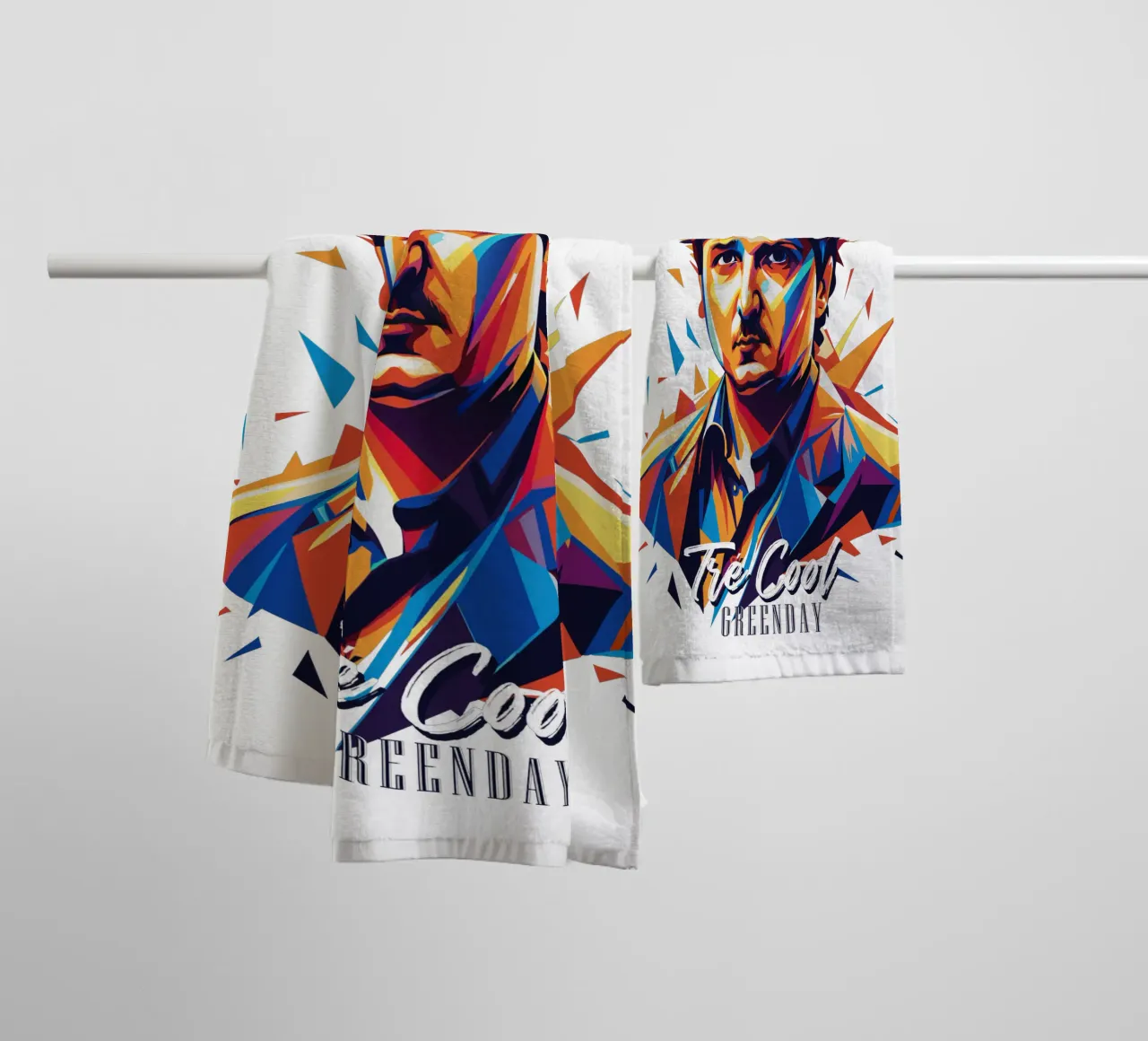 Tre Cool Portrait in WPAP Pop Art asciugamano da bagno da vectorartnesia