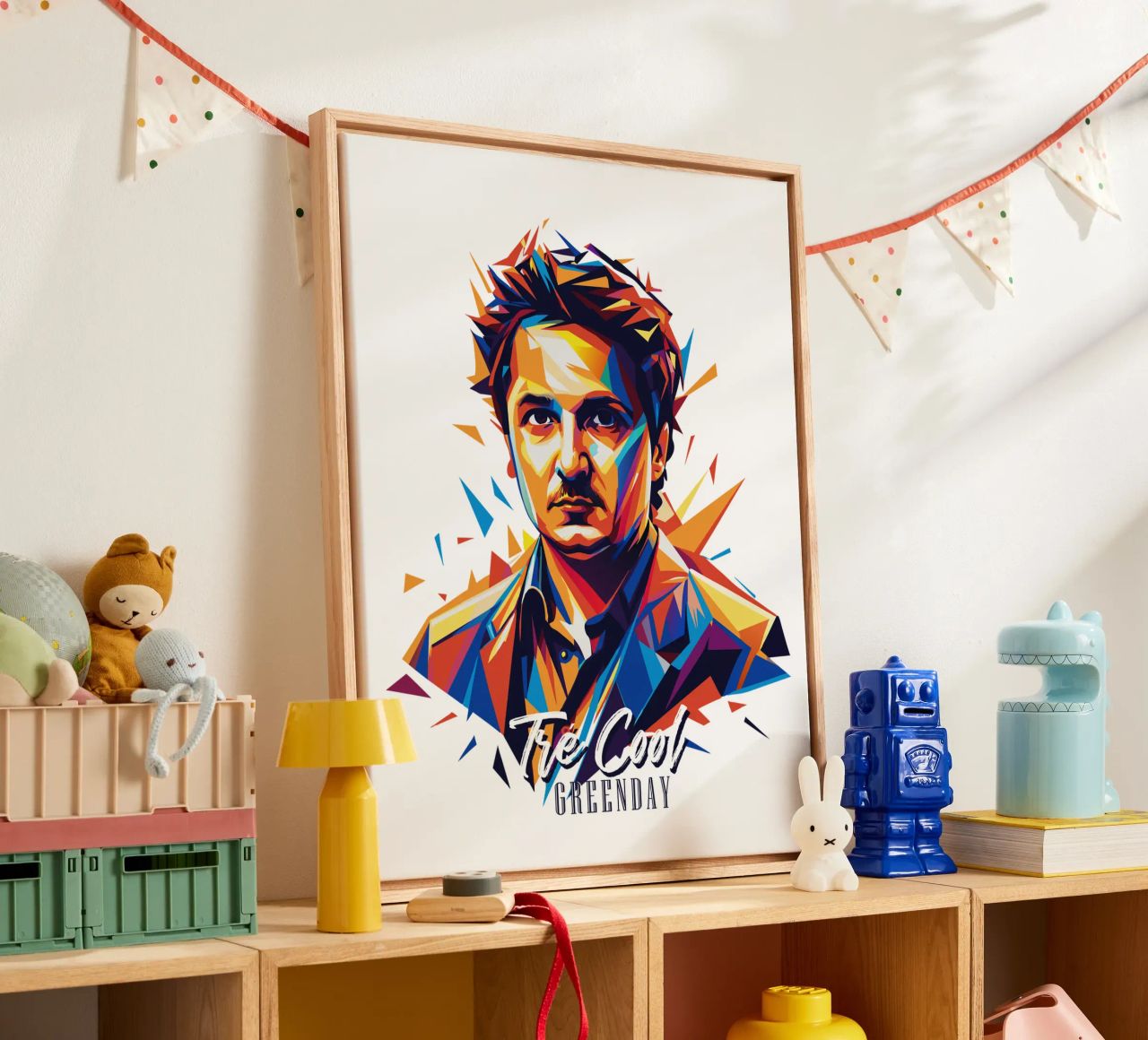 Tre Cool Portrait in WPAP Pop Art canvas by vectorartnesia