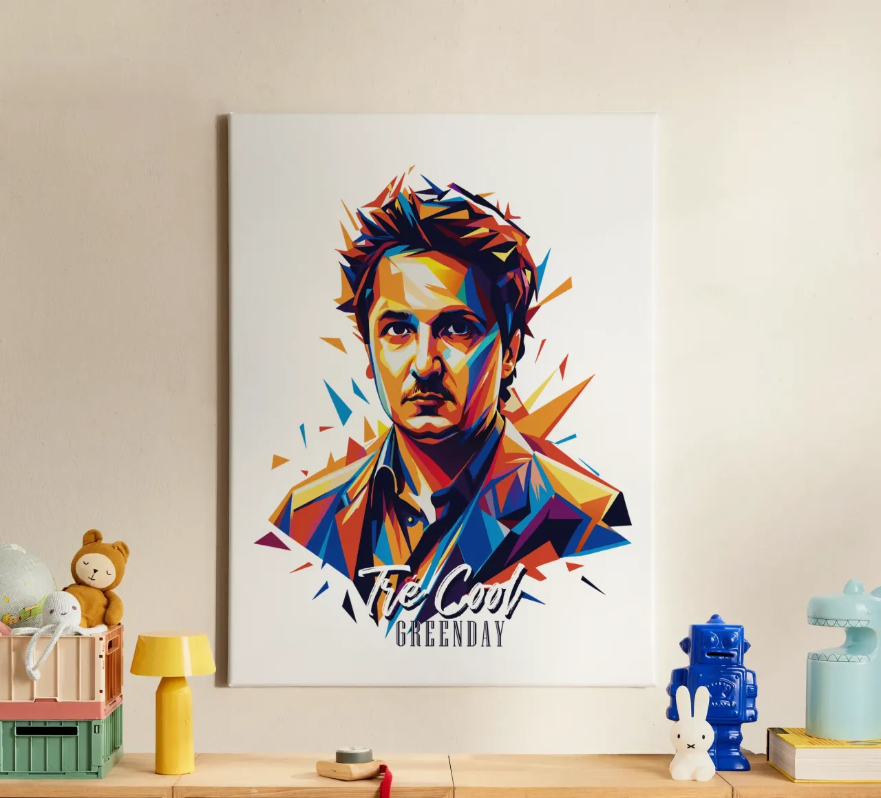Tre Cool Portrait in WPAP Pop Art tela da vectorartnesia