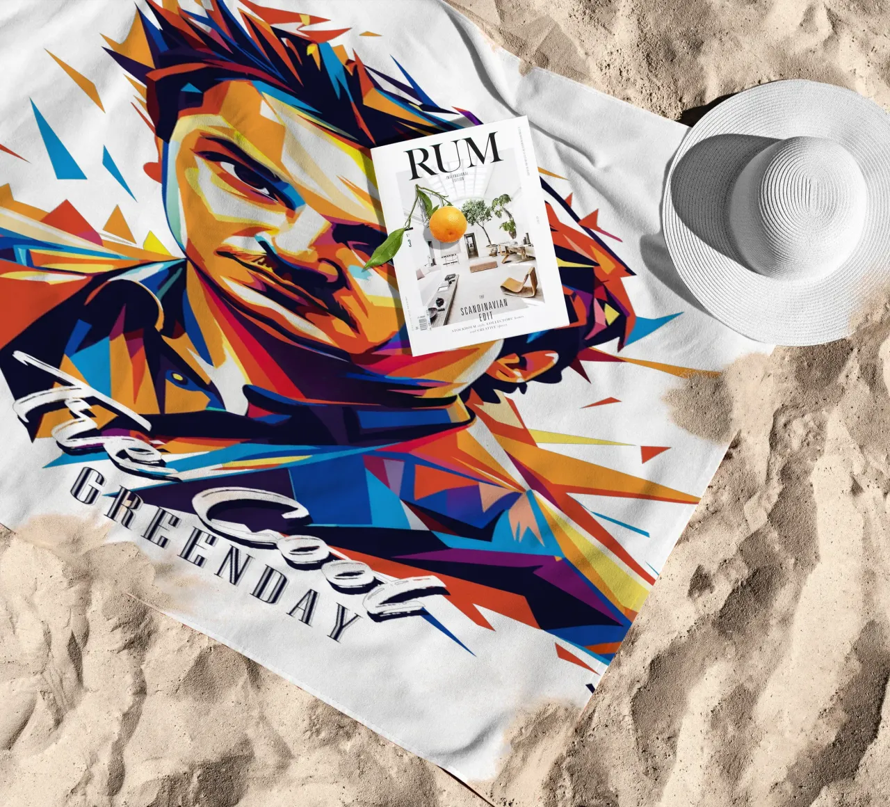 Tre Cool Portrait in WPAP Pop Art telo mare da vectorartnesia