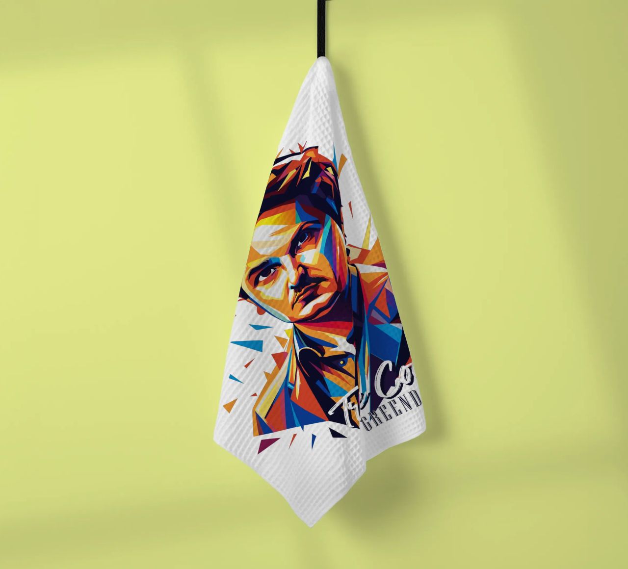 Tre Cool Portrait in WPAP Pop Art tea towel by vectorartnesia
