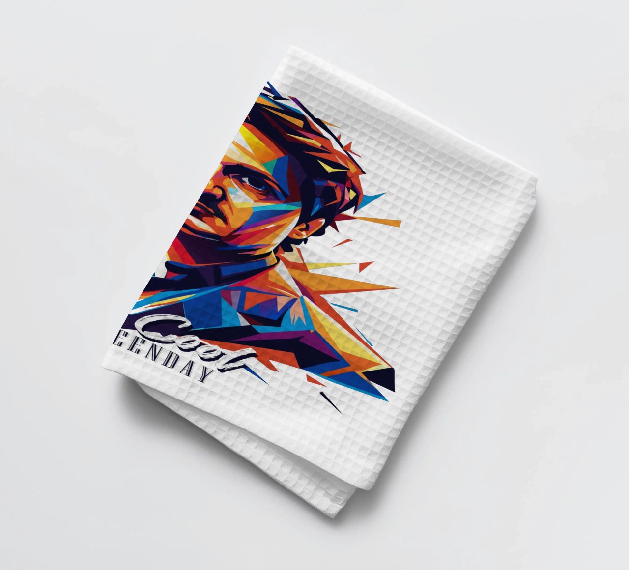 Tre Cool Portrait in WPAP Pop Art tea towel by vectorartnesia