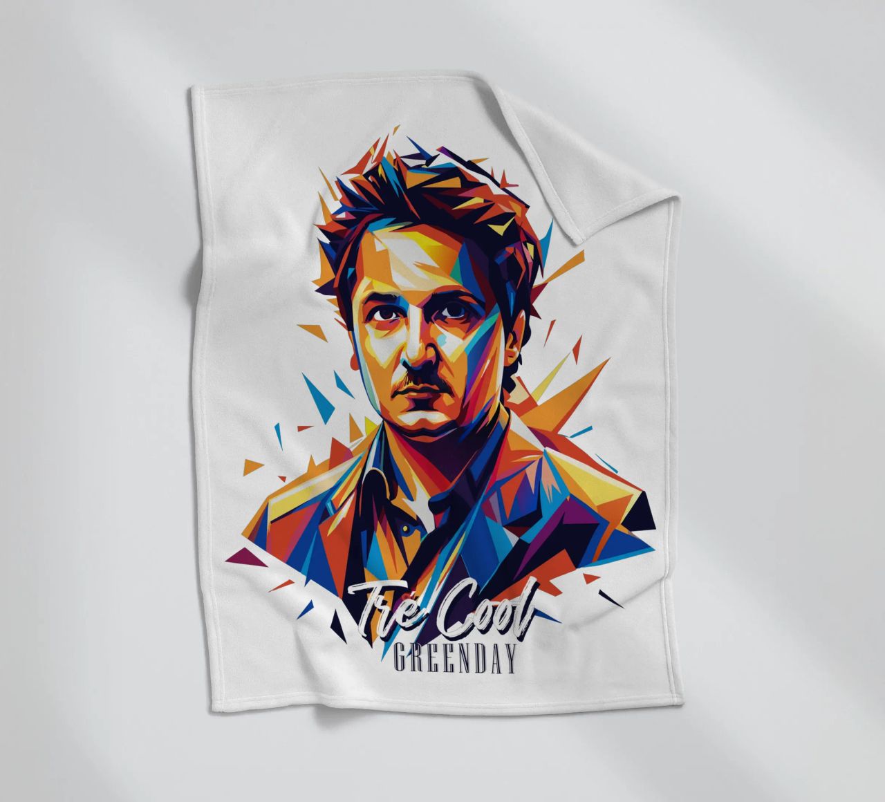 Tre Cool Portrait in WPAP Pop Art fleece blanket by vectorartnesia
