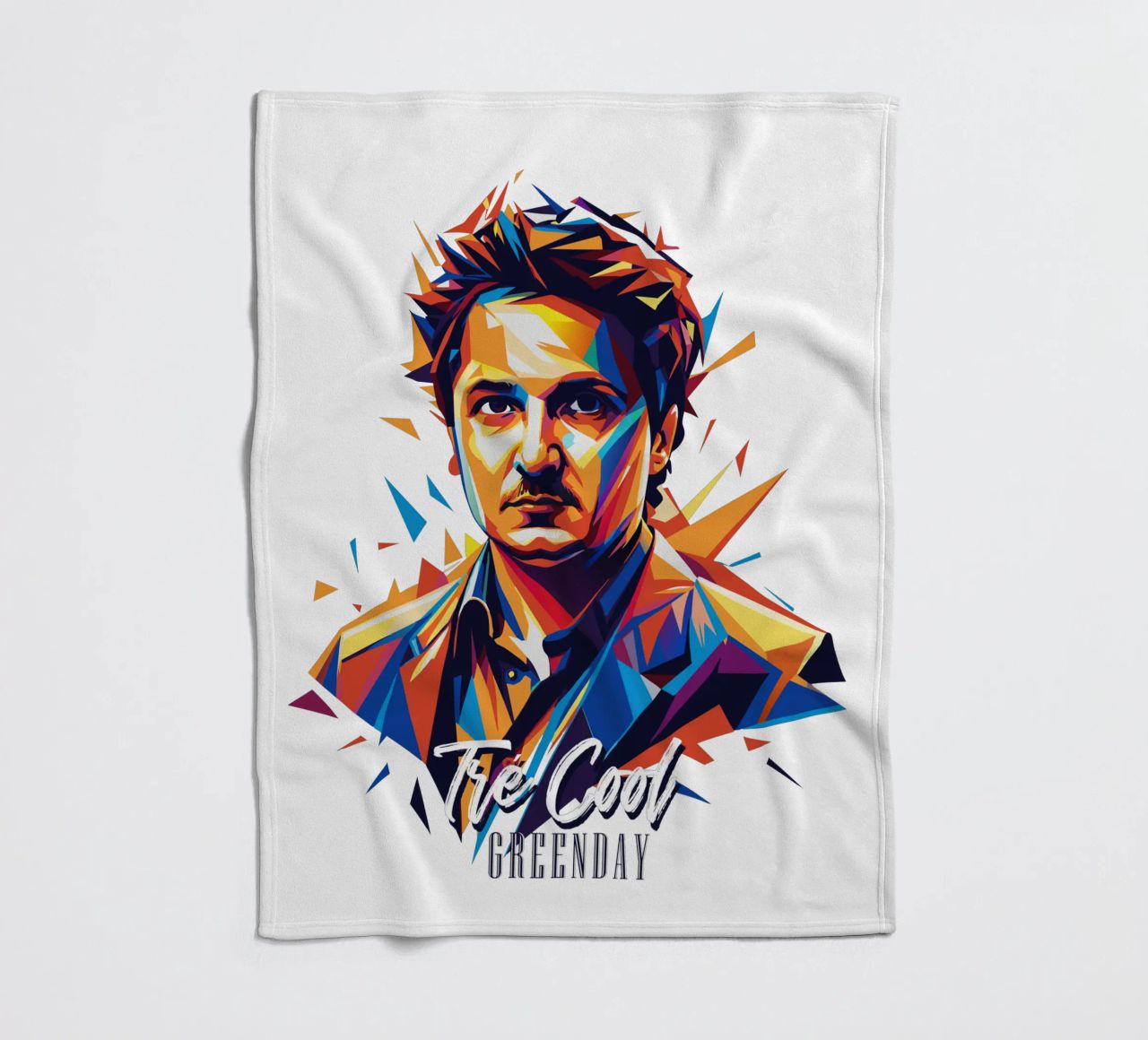 Tre Cool Portrait in WPAP Pop Art fleece blanket by vectorartnesia