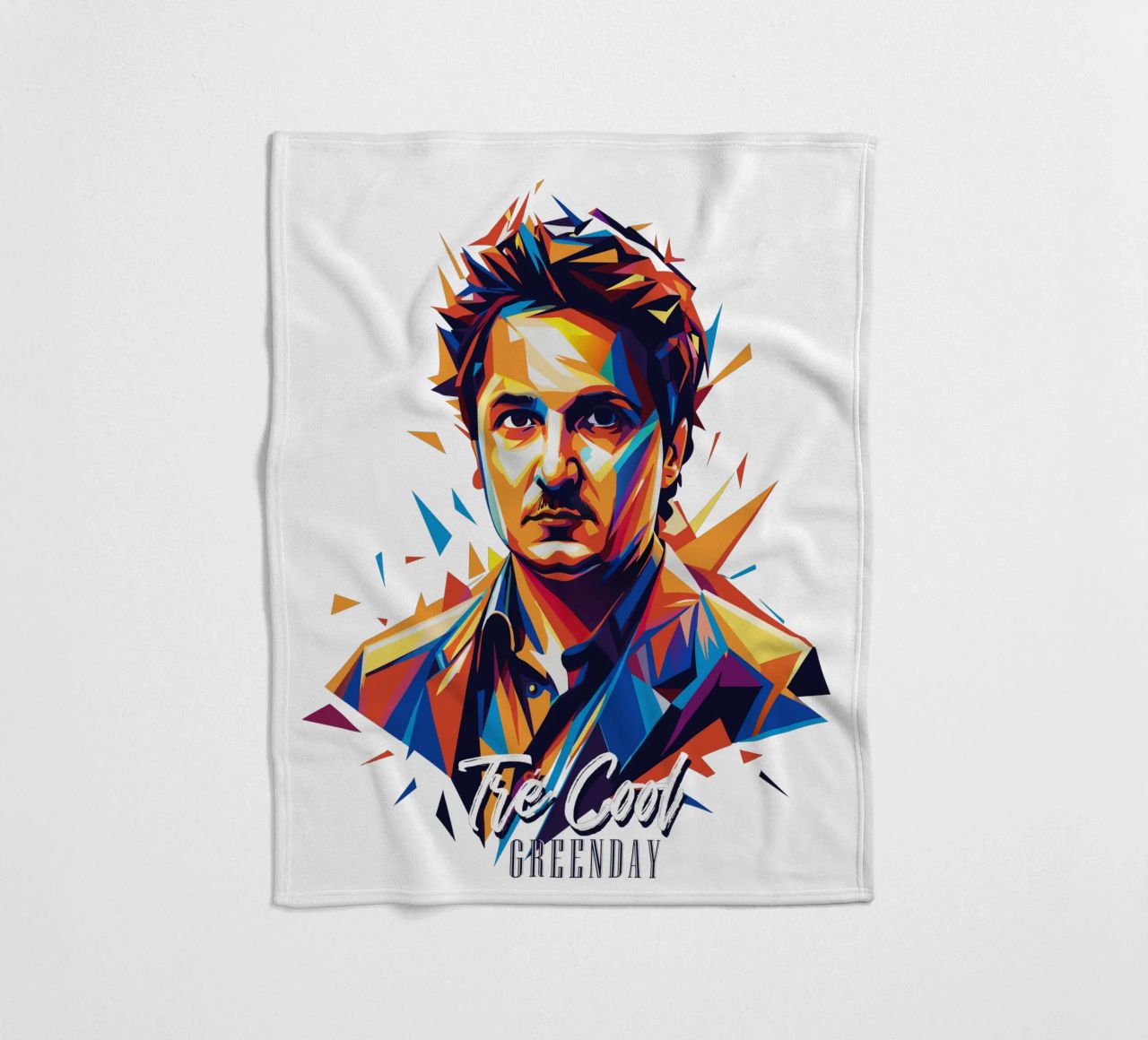 Tre Cool Portrait in WPAP Pop Art fleece blanket by vectorartnesia