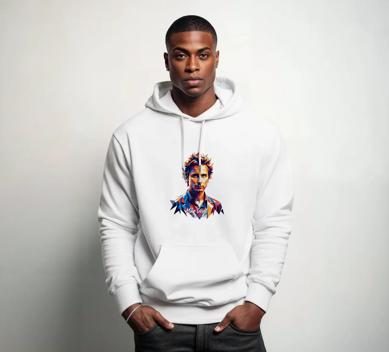 Mike Dirnt Portrait in WPAP Pop Art felpa con cappuccio da vectorartnesia