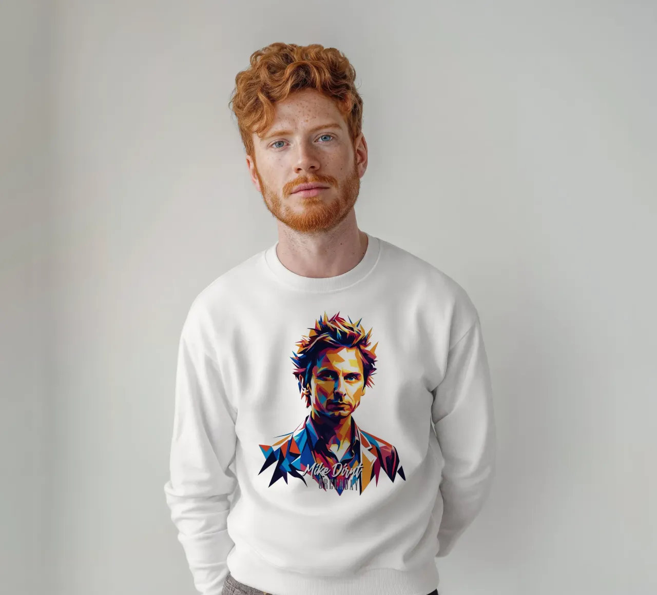 Mike Dirnt Portrait in WPAP Pop Art Sweatshirt von vectorartnesia
