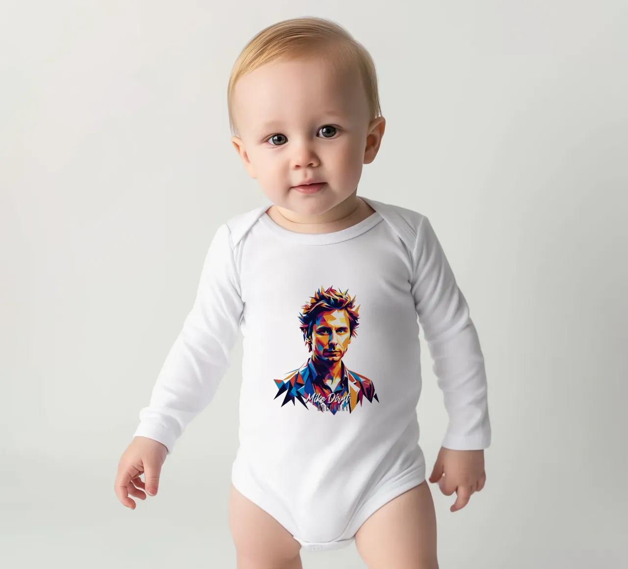Mike Dirnt Portrait in WPAP Pop Art body neonato maniche lunghe da vectorartnesia