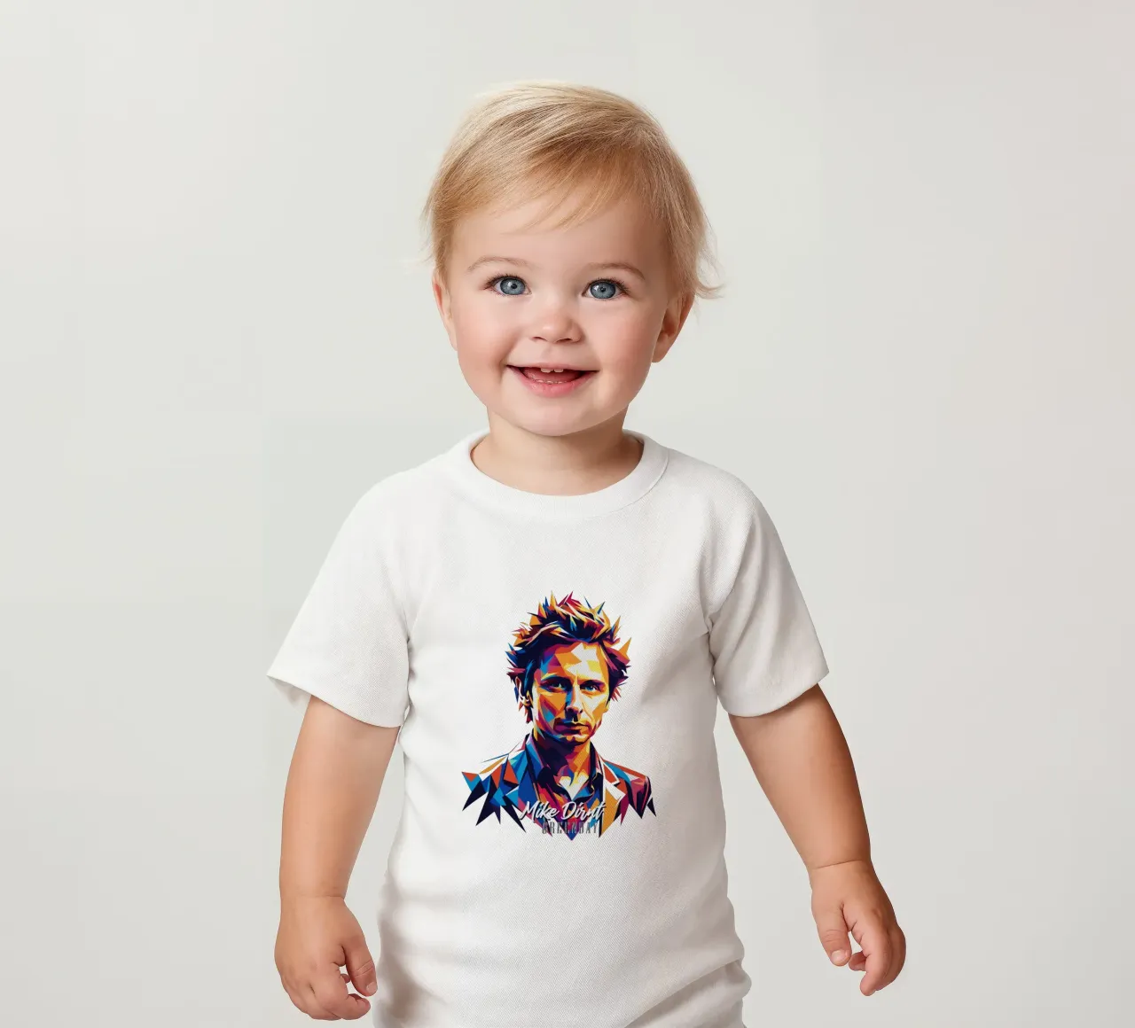 Mike Dirnt Portrait in WPAP Pop Art Baby T-Shirt von vectorartnesia