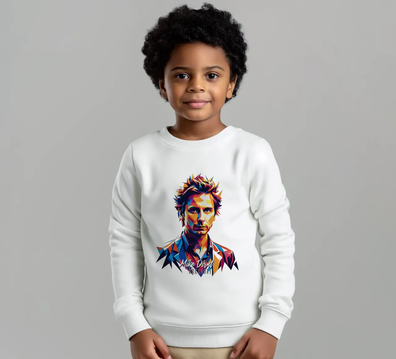 Mike Dirnt Portrait in WPAP Pop Art kinder sweatshirt van vectorartnesia