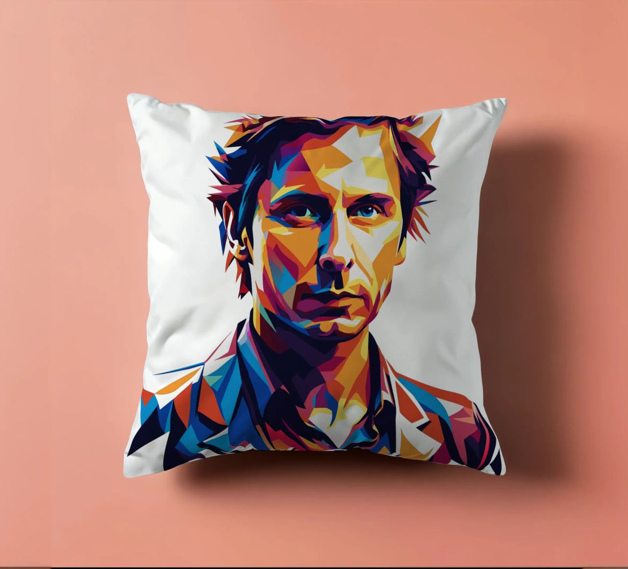 Mike Dirnt Portrait in WPAP Pop Art cuscino da vectorartnesia
