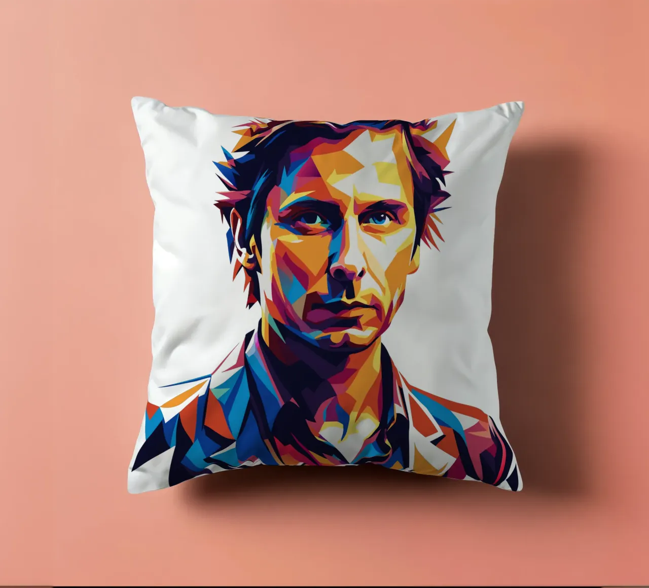 Mike Dirnt Portrait in WPAP Pop Art cuscino da vectorartnesia