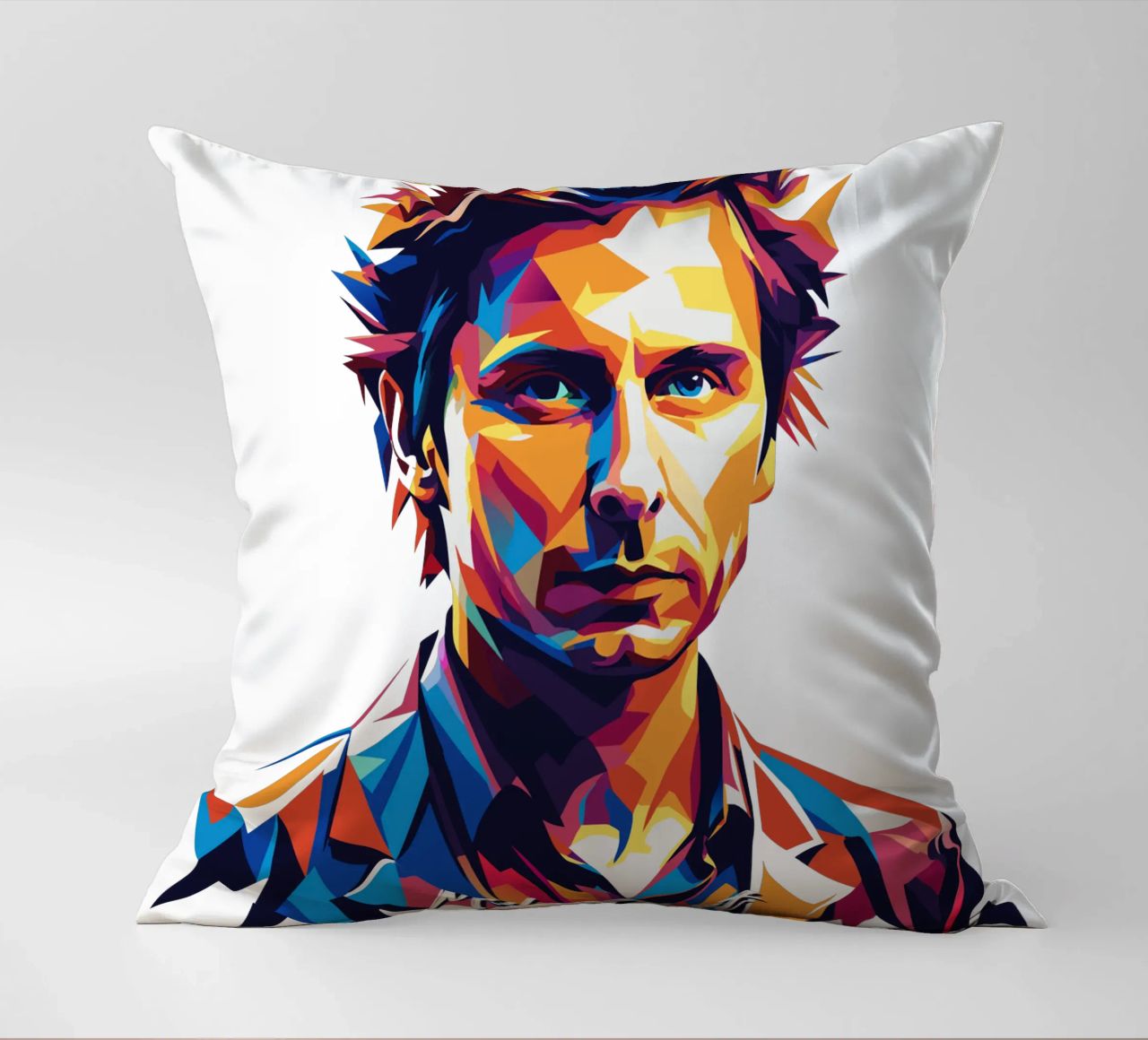 Mike Dirnt Portrait in WPAP Pop Art cuscino da vectorartnesia