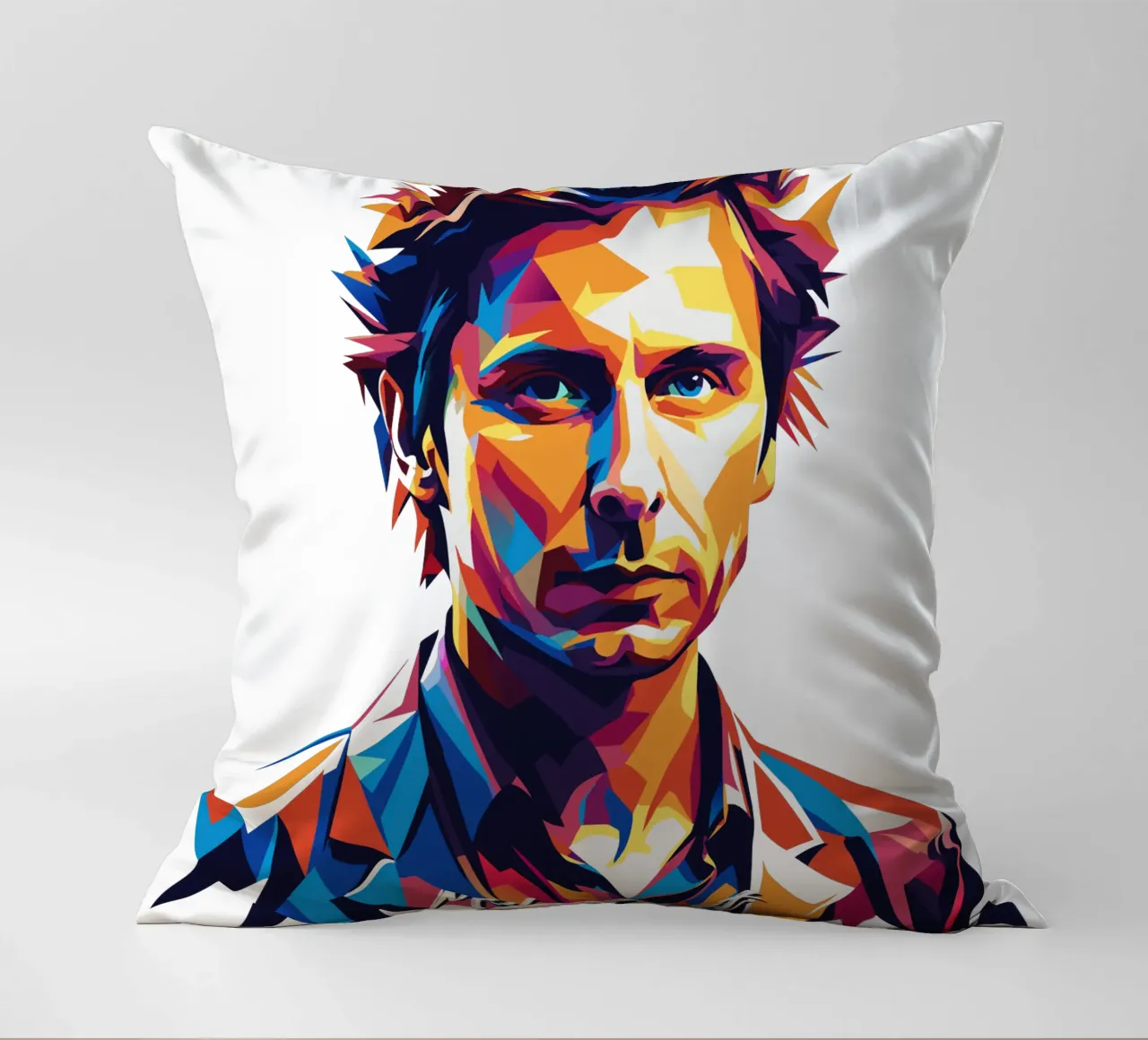 Mike Dirnt Portrait in WPAP Pop Art Kissen von vectorartnesia