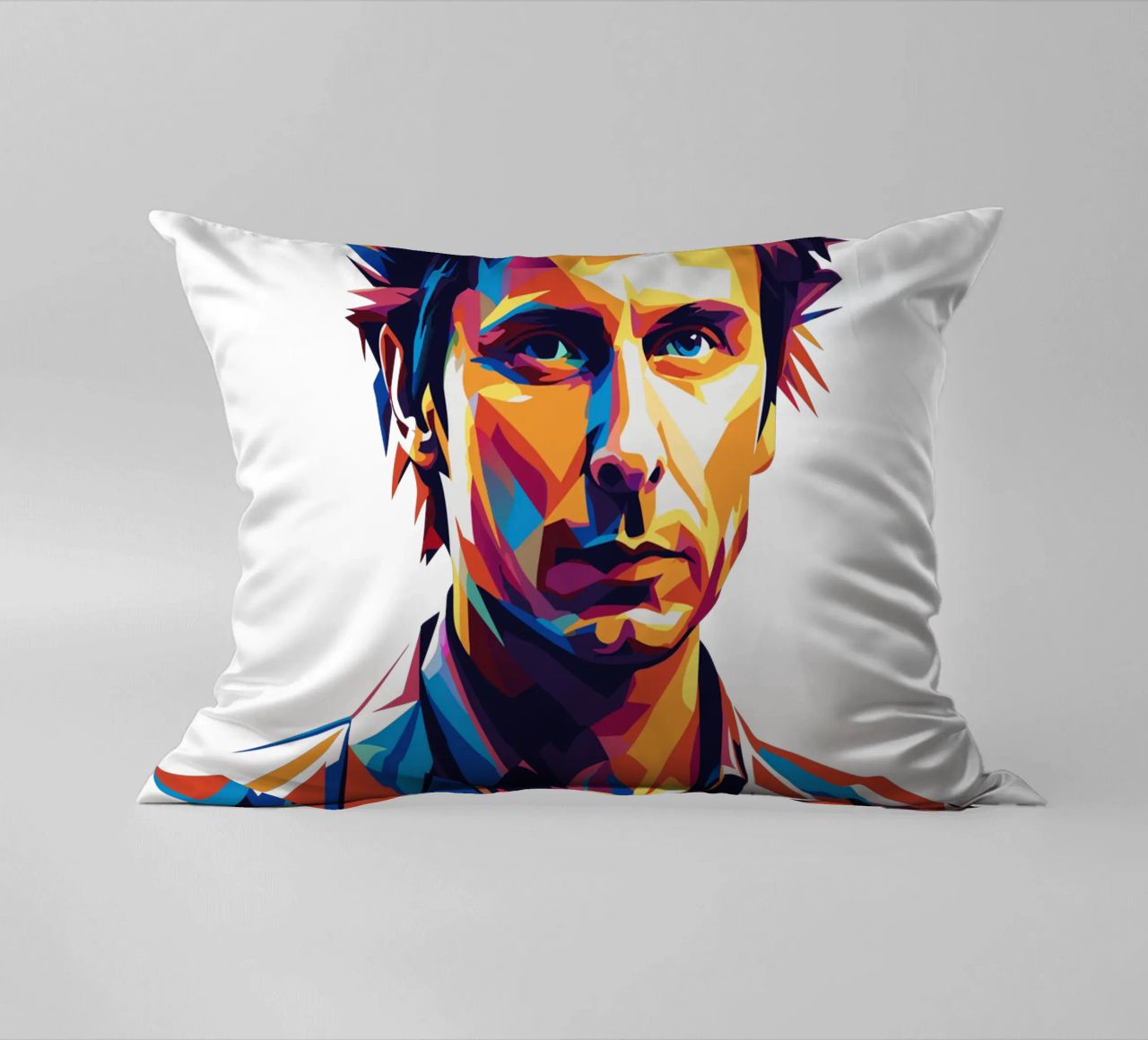 Mike Dirnt Portrait in WPAP Pop Art cuscino da vectorartnesia