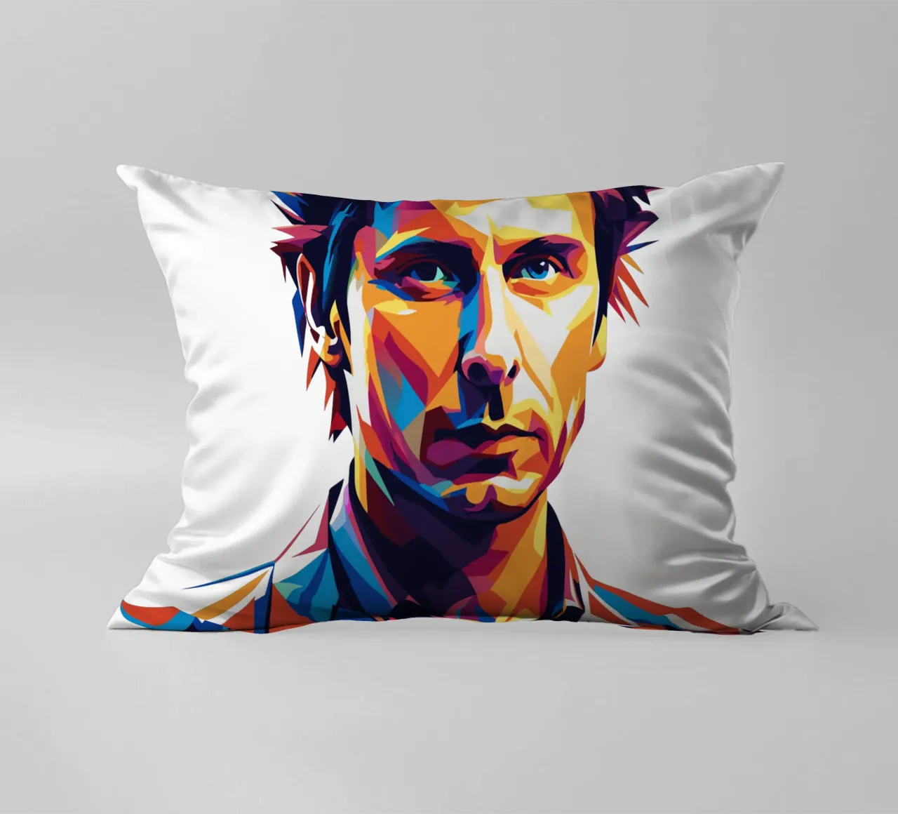 Mike Dirnt Portrait in WPAP Pop Art cuscino da vectorartnesia