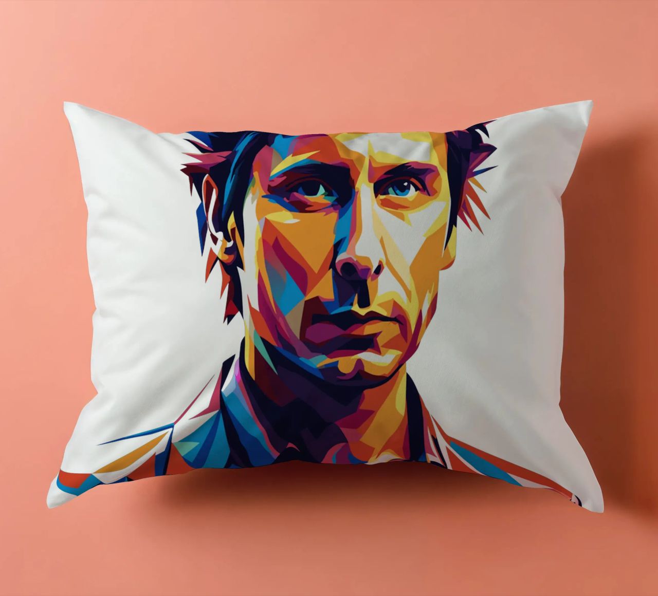 Mike Dirnt Portrait in WPAP Pop Art cuscino da vectorartnesia