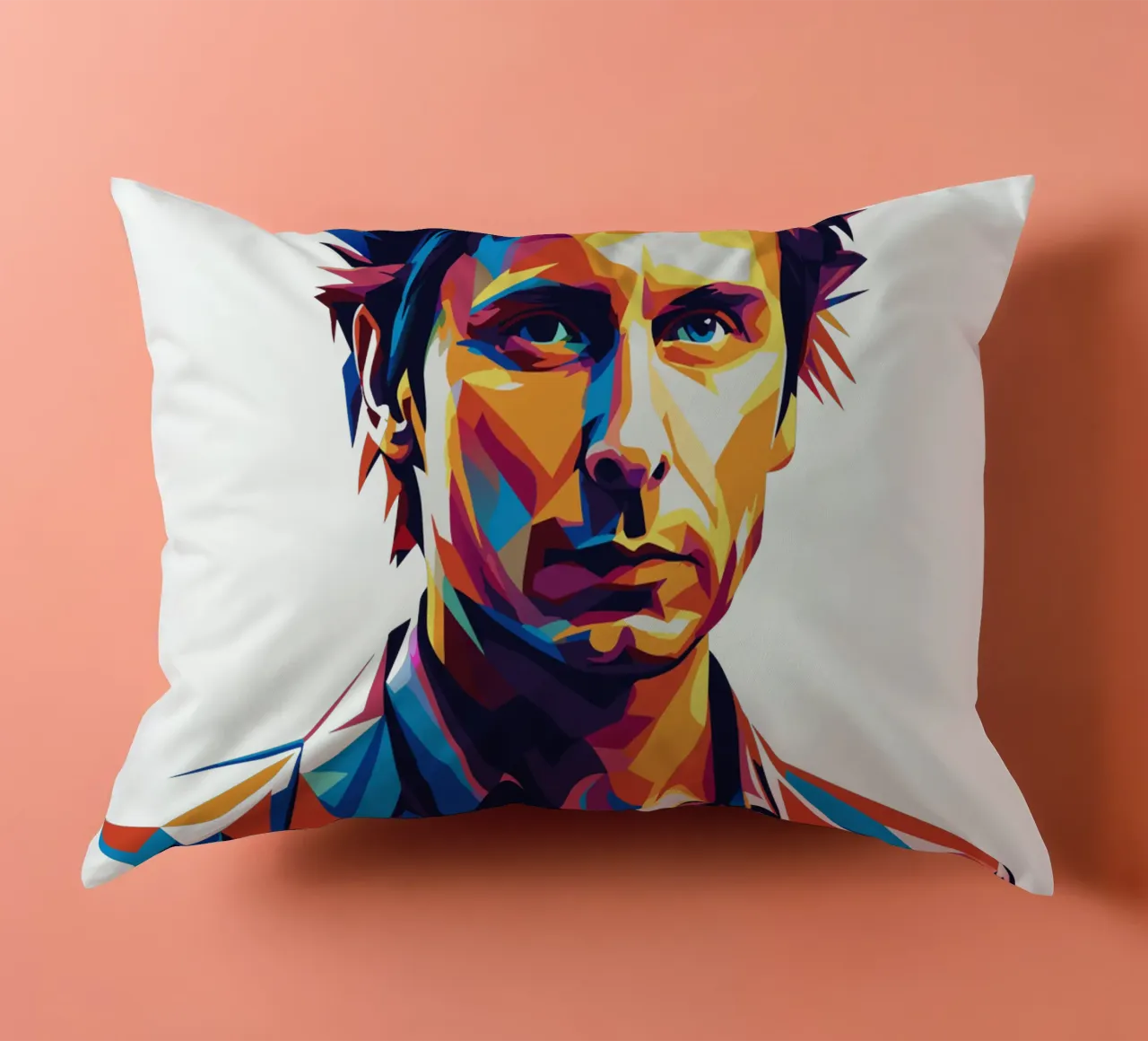 Mike Dirnt Portrait in WPAP Pop Art cuscino da vectorartnesia
