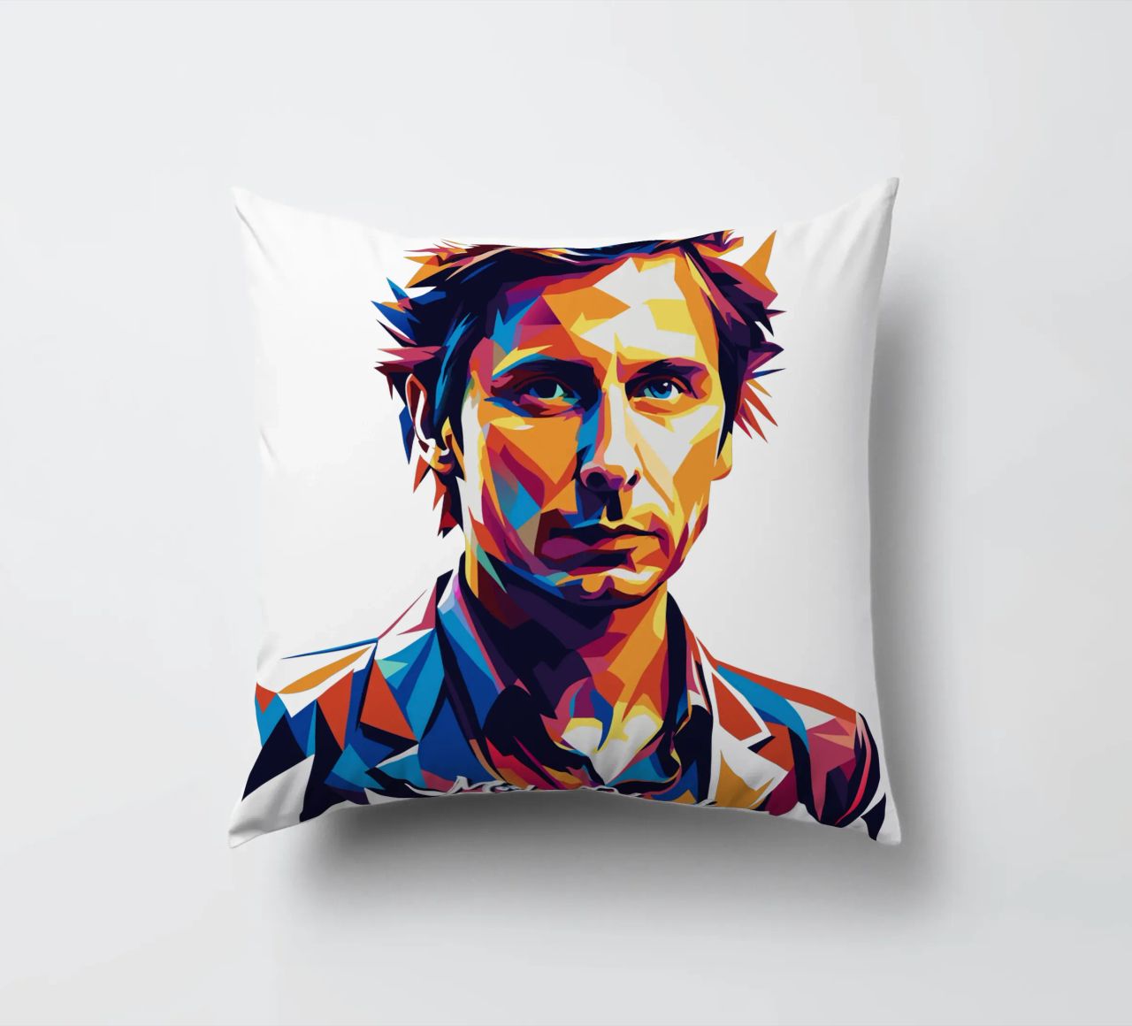 Mike Dirnt Portrait in WPAP Pop Art cuscino da vectorartnesia