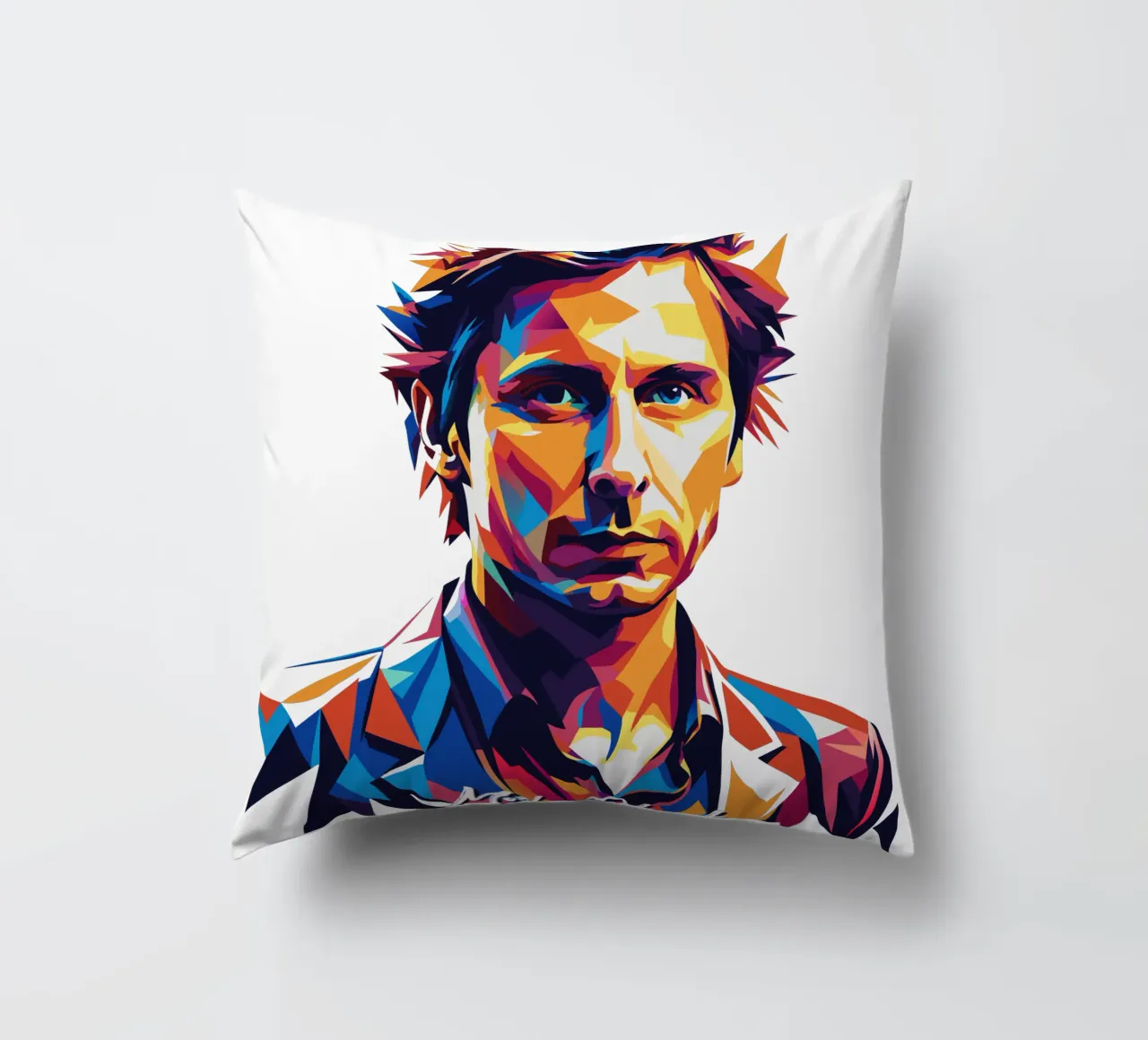 Mike Dirnt Portrait in WPAP Pop Art cuscino da vectorartnesia