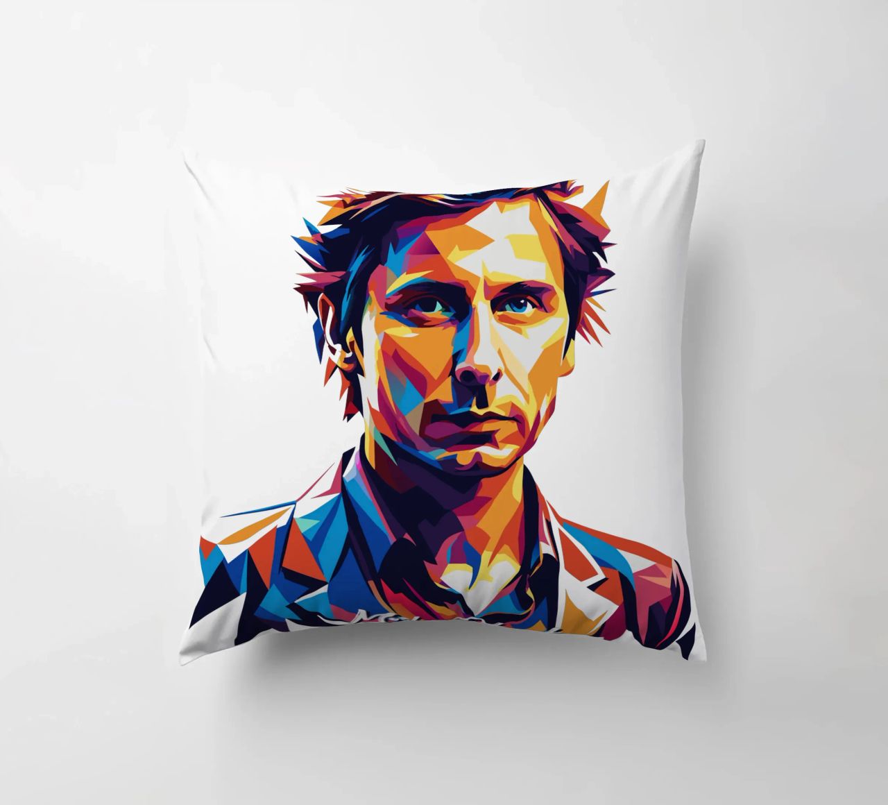 Mike Dirnt Portrait in WPAP Pop Art cuscino da vectorartnesia