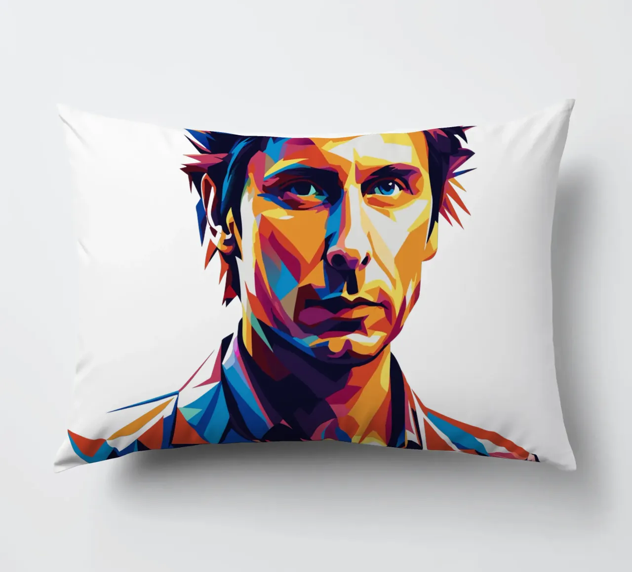 Mike Dirnt Portrait in WPAP Pop Art cuscino da vectorartnesia