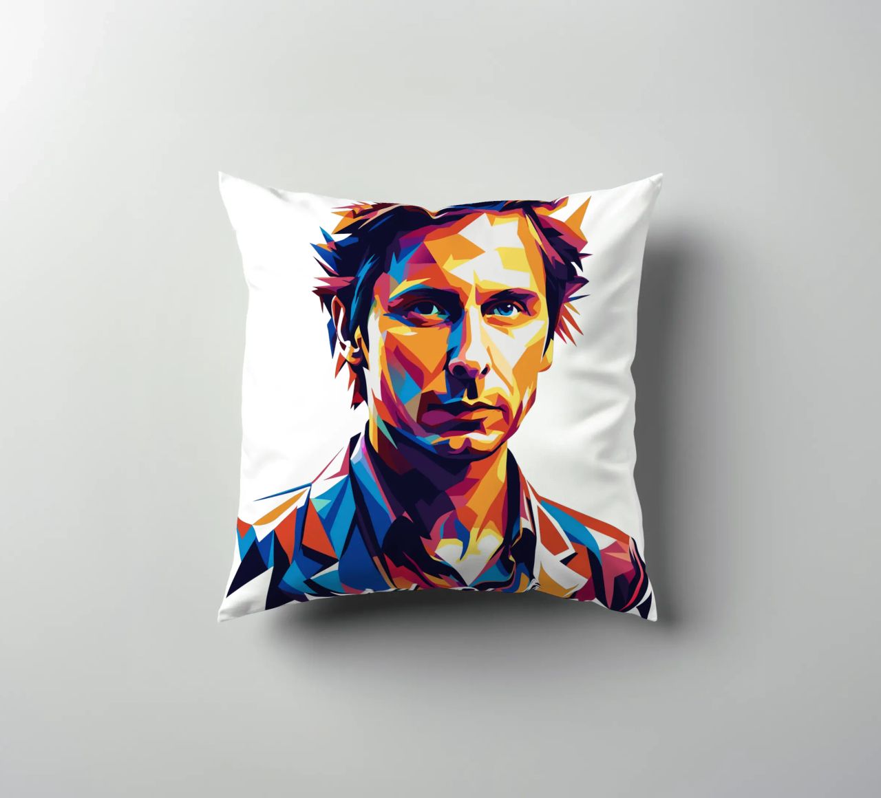 Mike Dirnt Portrait in WPAP Pop Art cuscino da vectorartnesia