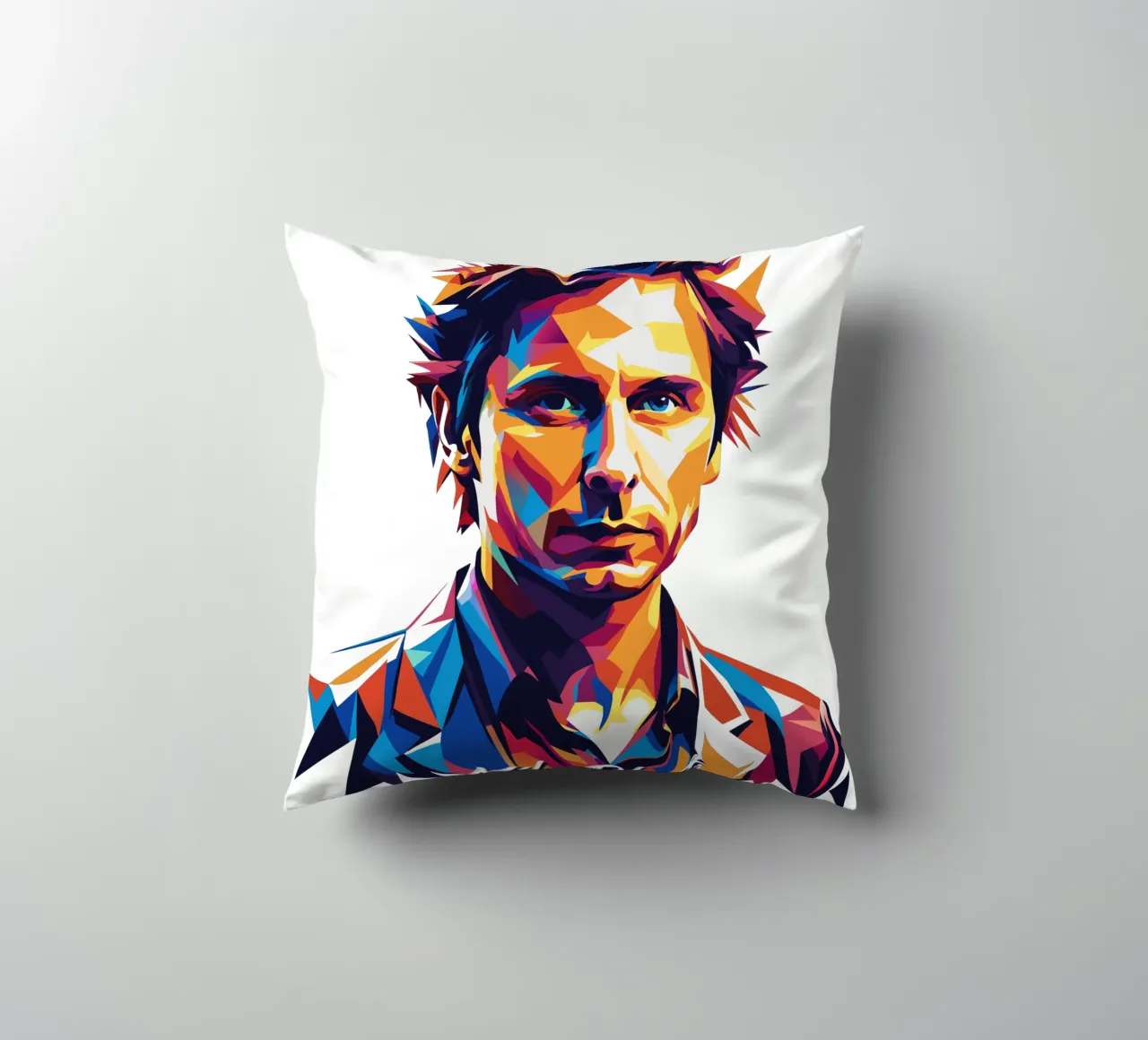 Mike Dirnt Portrait in WPAP Pop Art cuscino da vectorartnesia