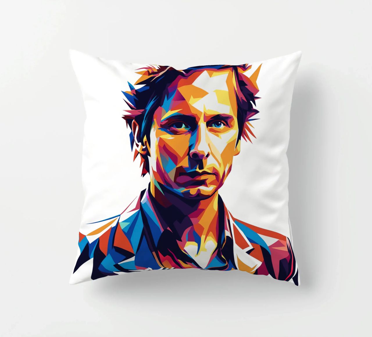 Mike Dirnt Portrait in WPAP Pop Art cuscino da vectorartnesia