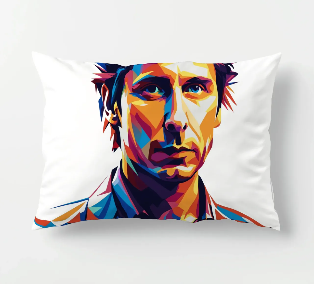 Mike Dirnt Portrait in WPAP Pop Art Kissen von vectorartnesia