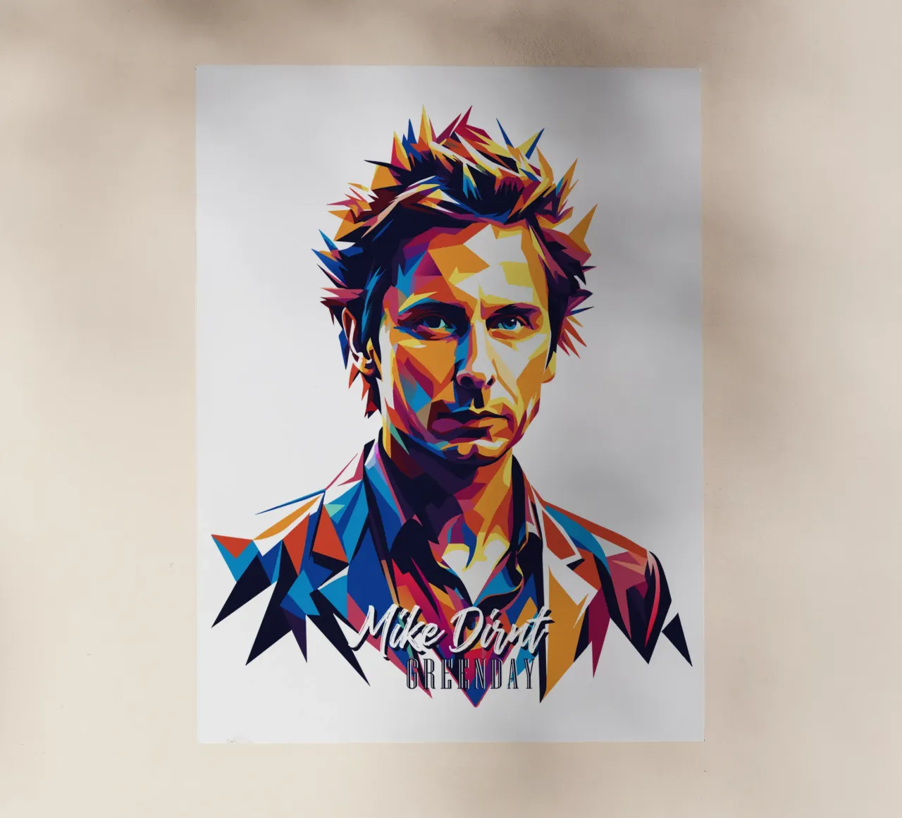 Mike Dirnt Portrait in WPAP Pop Art pellicola backlit da vectorartnesia