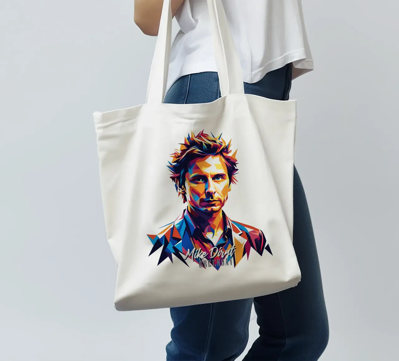 Mike Dirnt Portrait in WPAP Pop Art borsa in juta da vectorartnesia