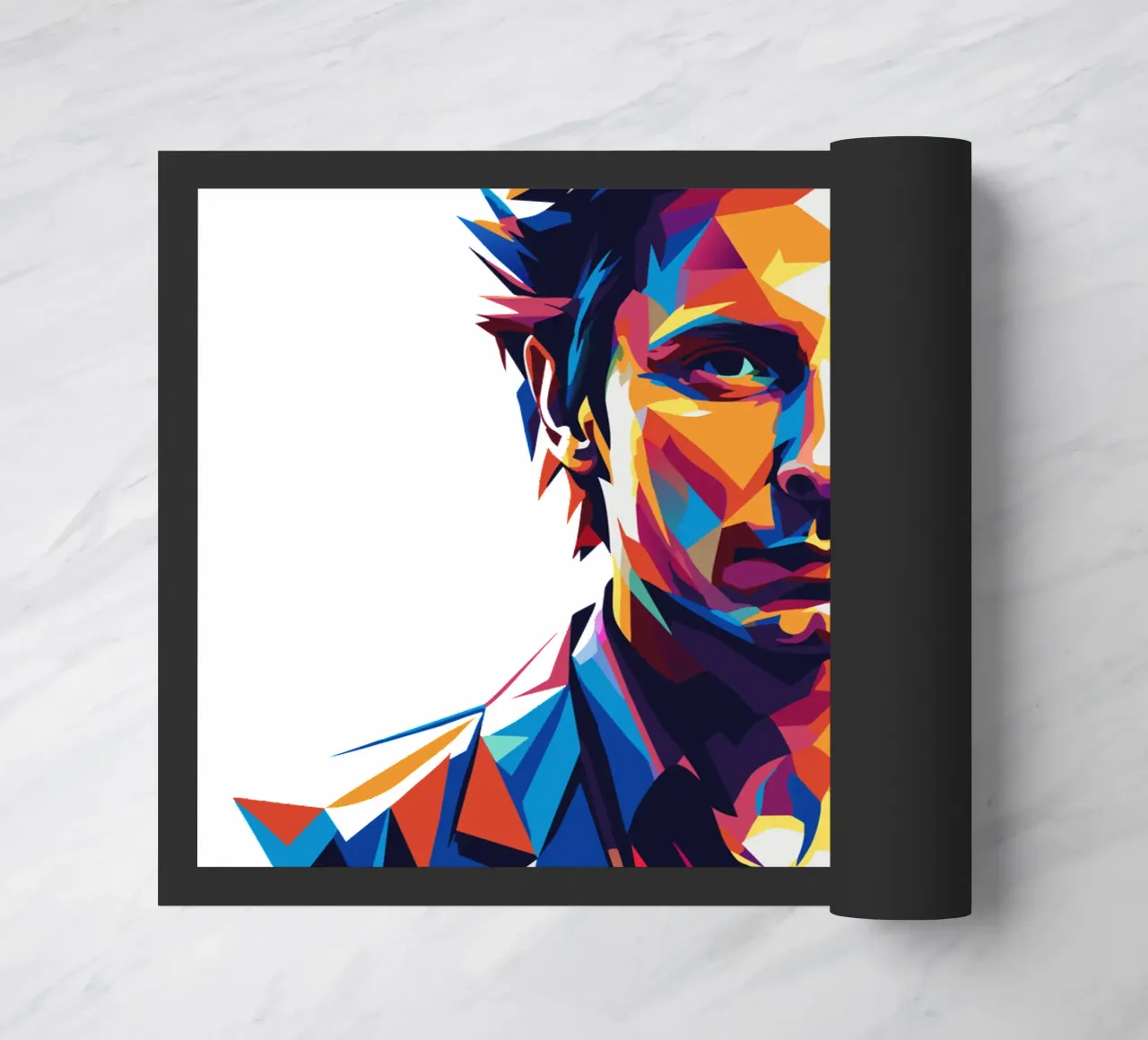 Mike Dirnt Portrait in WPAP Pop Art Fußmatte von vectorartnesia
