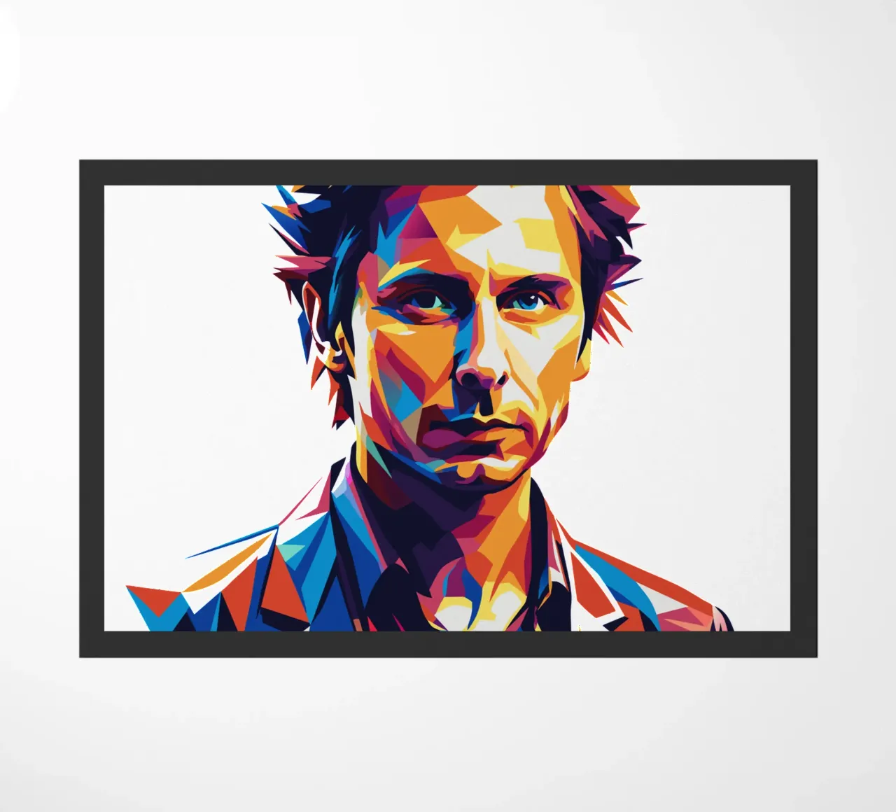 Mike Dirnt Portrait in WPAP Pop Art Fußmatte von vectorartnesia