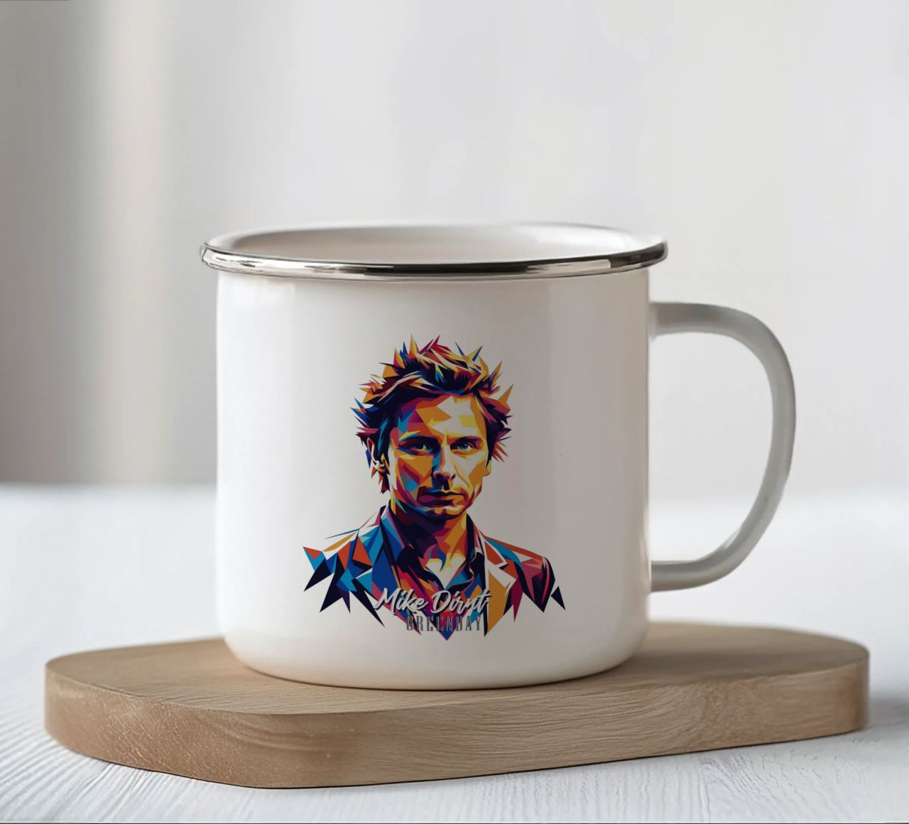 Mike Dirnt Portrait in WPAP Pop Art tazza in smalto da vectorartnesia