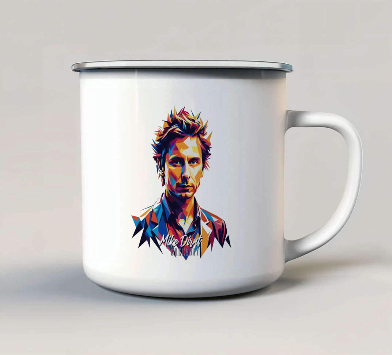 Mike Dirnt Portrait in WPAP Pop Art tazza in smalto da vectorartnesia