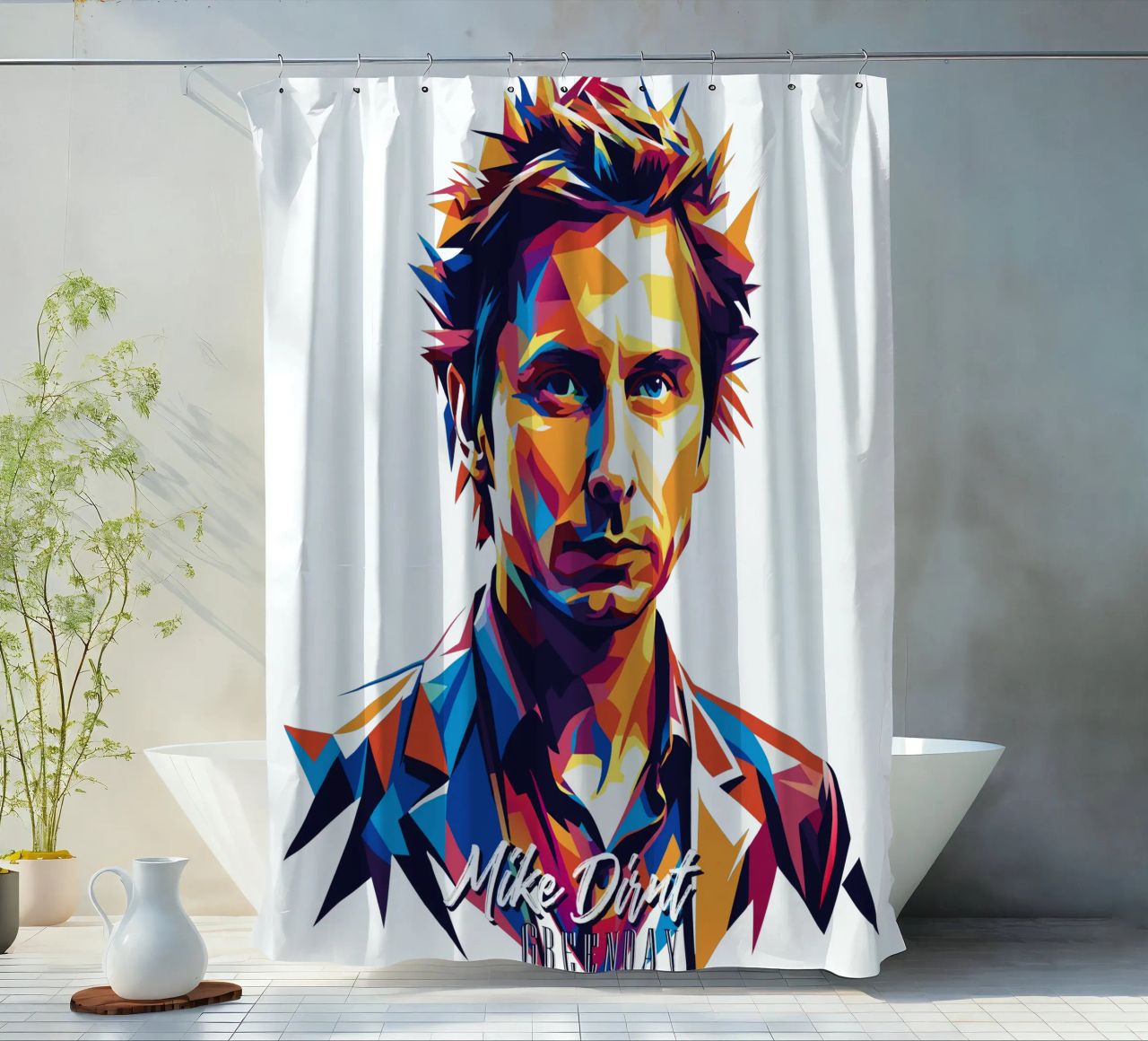 Mike Dirnt Portrait in WPAP Pop Art tenda da doccia da vectorartnesia