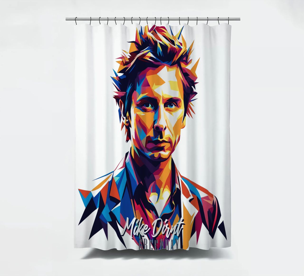 Mike Dirnt Portrait in WPAP Pop Art tenda da doccia da vectorartnesia