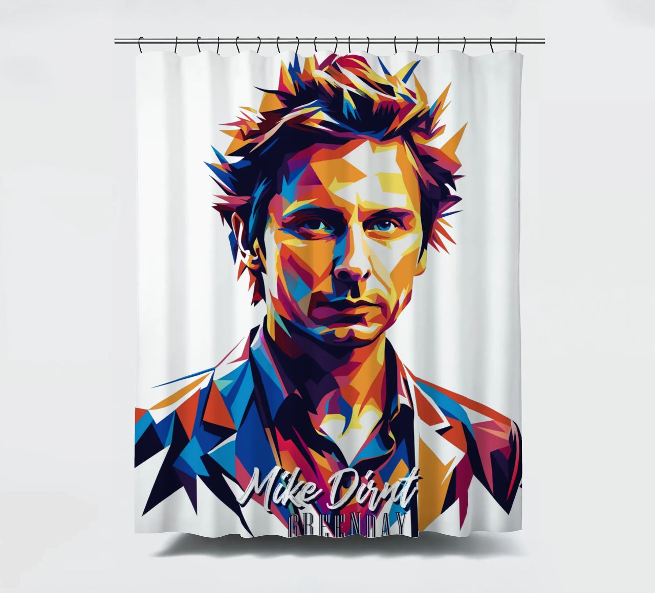 Mike Dirnt Portrait in WPAP Pop Art tenda da doccia da vectorartnesia