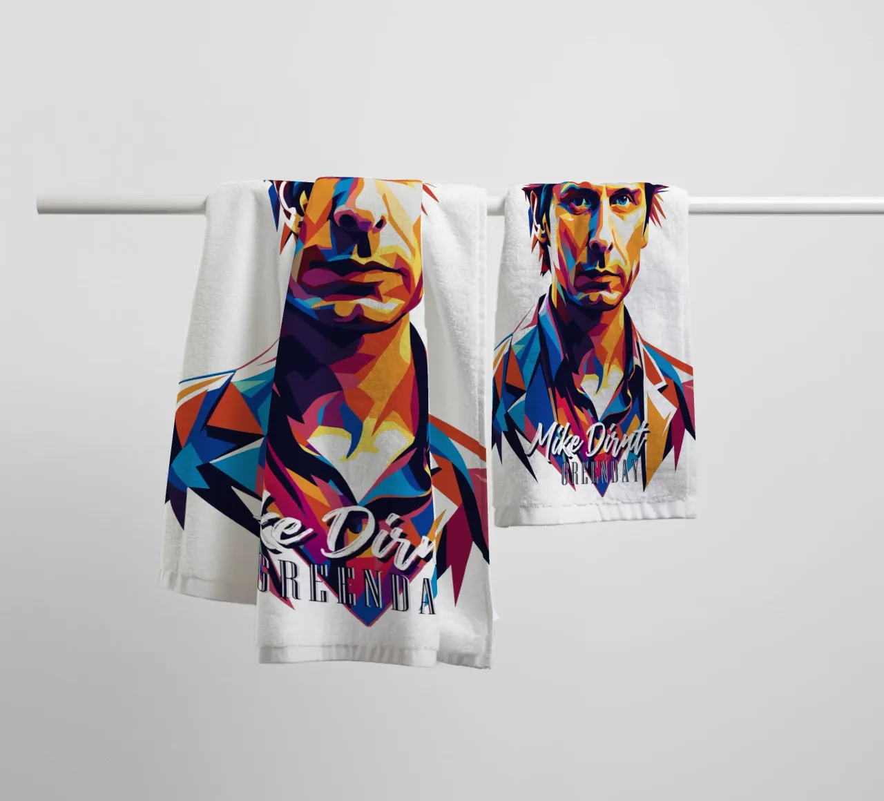 Mike Dirnt Portrait in WPAP Pop Art badhanddoek van vectorartnesia