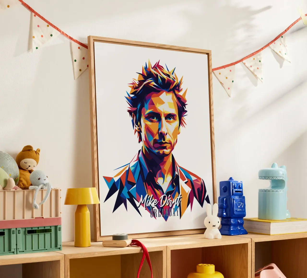 Mike Dirnt Portrait in WPAP Pop Art metacrilato de vectorartnesia