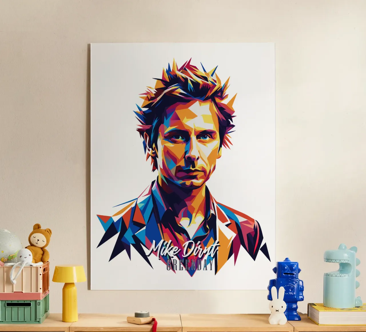 Mike Dirnt Portrait in WPAP Pop Art plexiglass da vectorartnesia