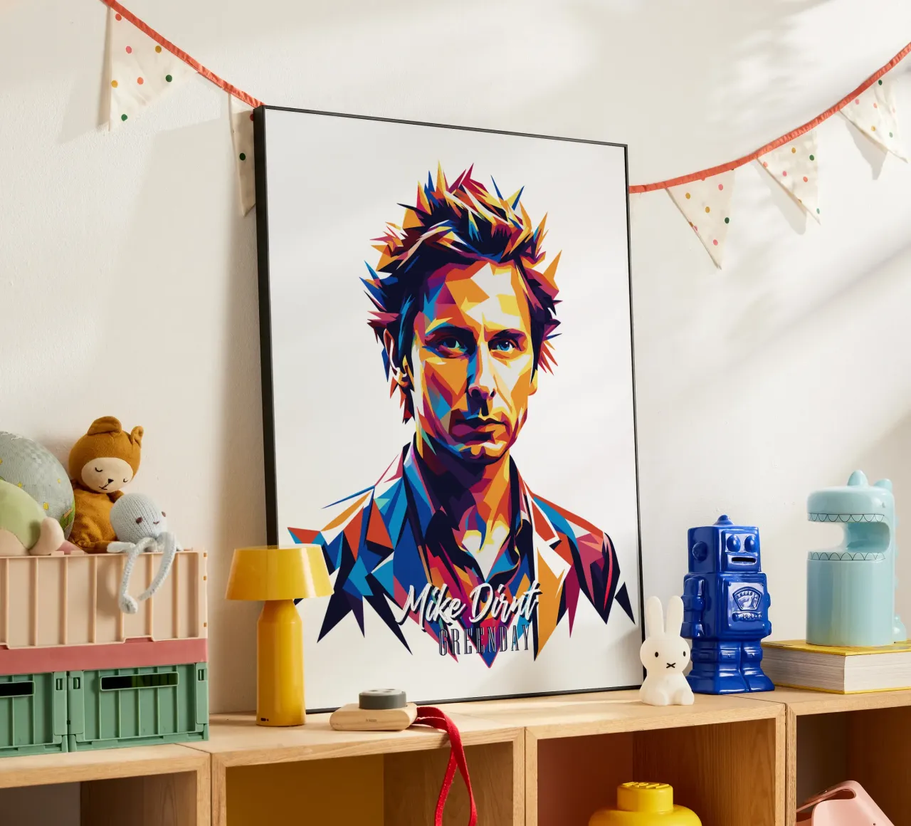 Mike Dirnt Portrait in WPAP Pop Art alluminio dibond da vectorartnesia
