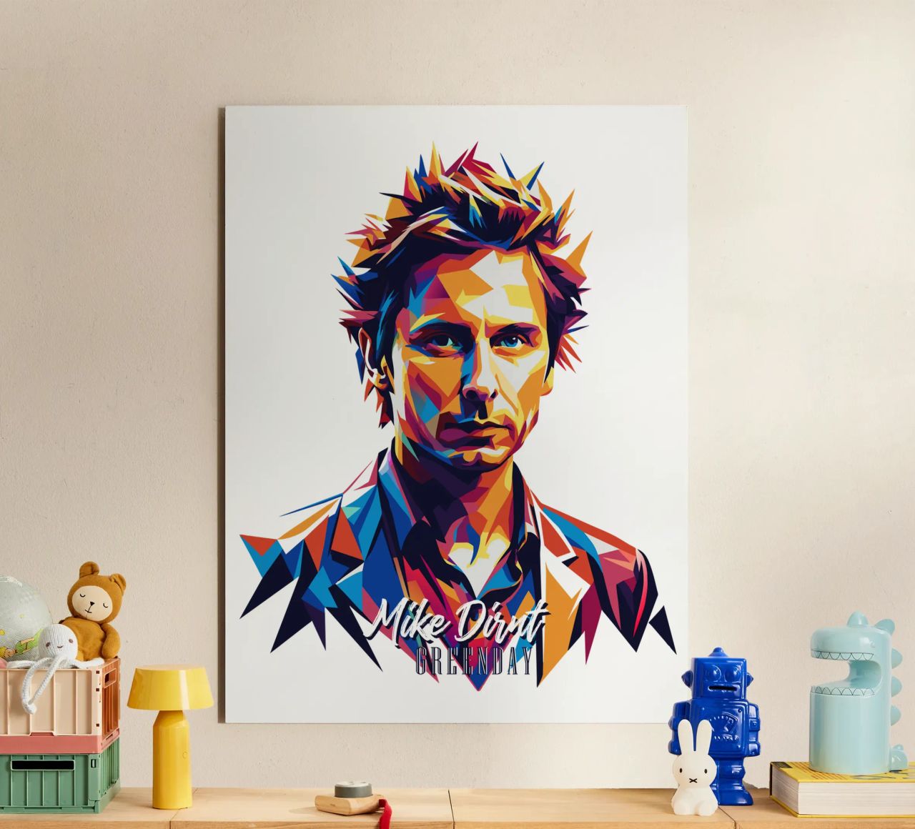 Mike Dirnt Portrait in WPAP Pop Art alluminio dibond da vectorartnesia