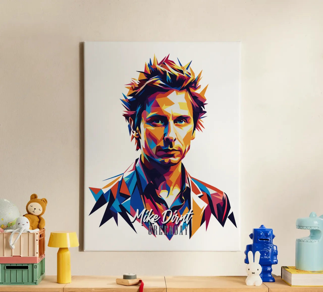 Mike Dirnt Portrait in WPAP Pop Art tela da vectorartnesia