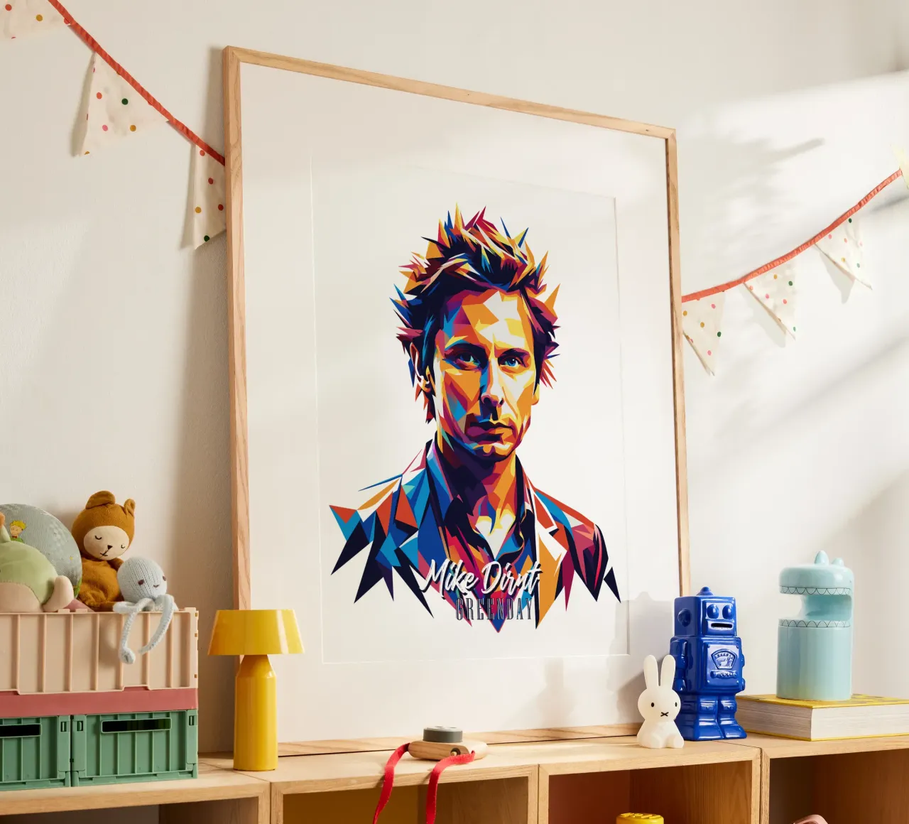 Mike Dirnt Portrait in WPAP Pop Art carta hahnemühle da vectorartnesia